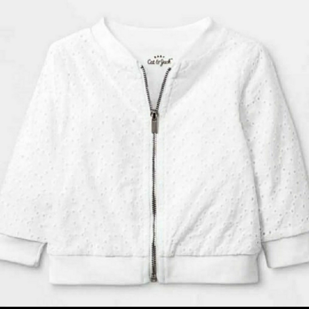 Baby Girl Eyelet Bomber Jacket